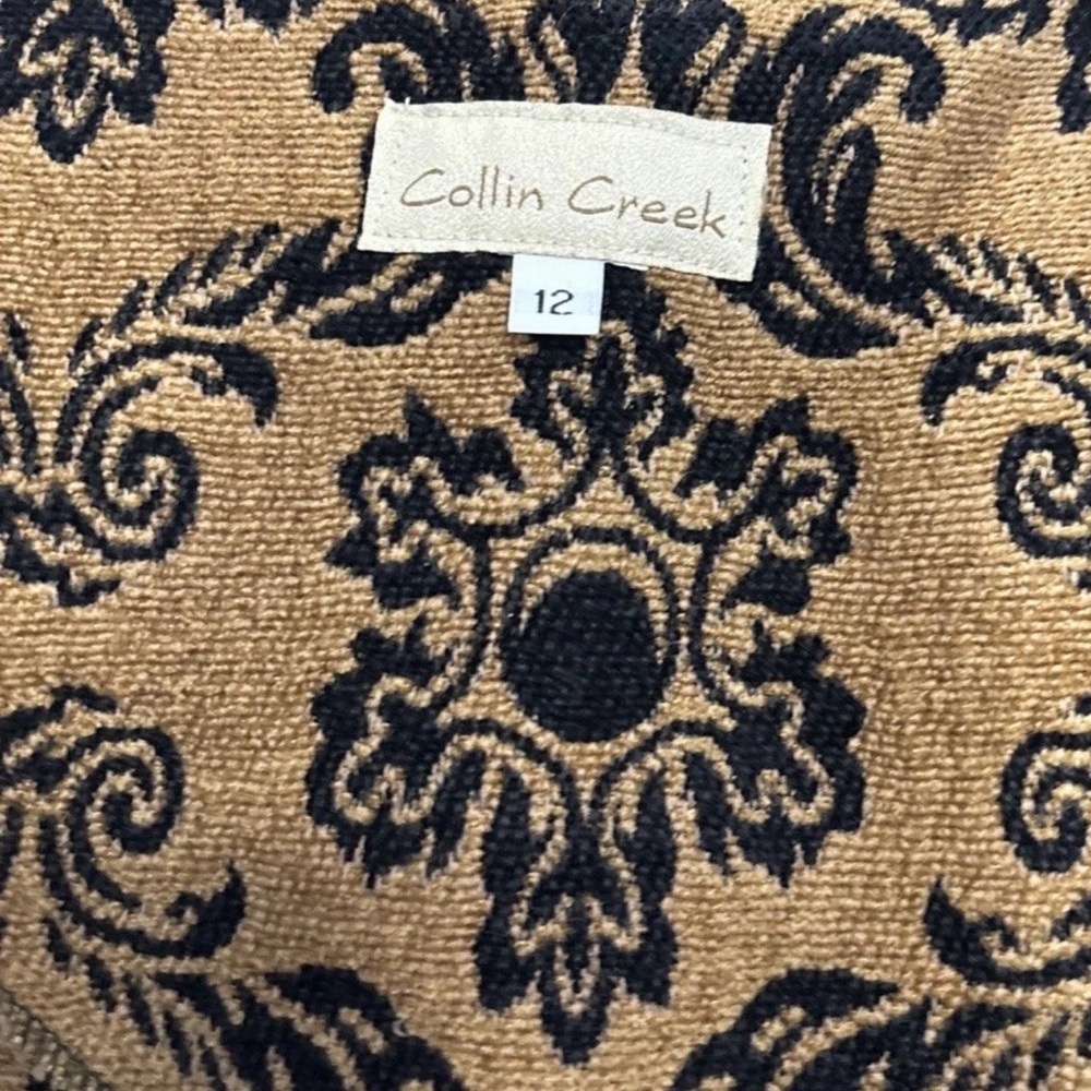 Vintage Collin Creek Sz 12 Black Gold Blazer Jacket Floral Damask Flocked USA - Picture 6 of 9